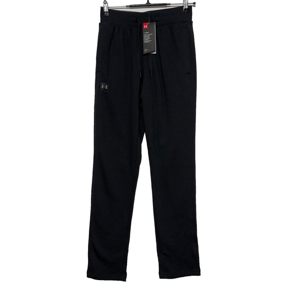 Under Armour Sweatpants Mens Small Black Elastic Waist Tapered Actual 26X32 NWT - Picture 1 of 12